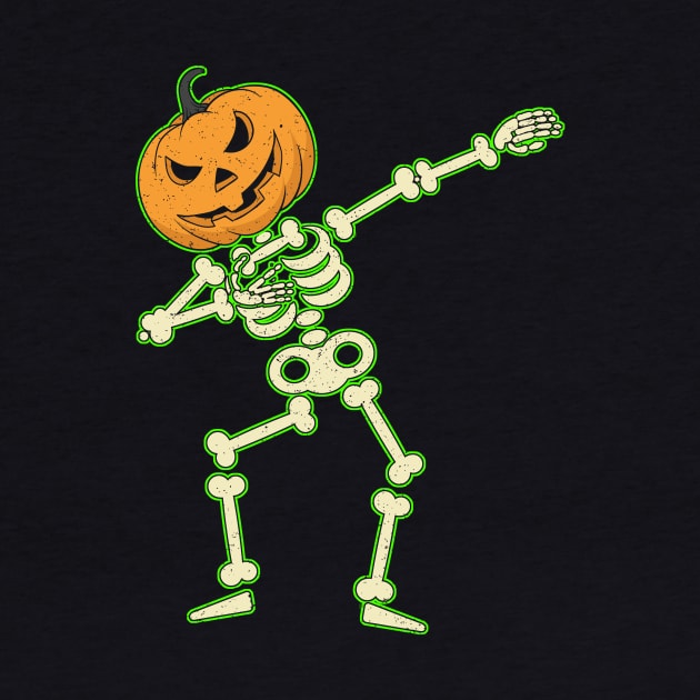 Funny Dabbing Skeleton Pumpkin Halloween Dab by foxmqpo